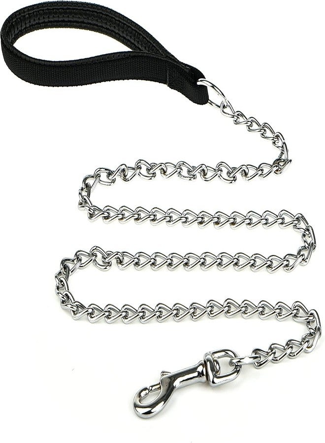 Pups&Pets Heavy Duty Dog Leash, 57 Inch Length Metal Dog Leash Dog Chain with Comfortable Handle for Medium & Large Size Dogs, Improved Dog Safety & Comfort ，Attaches to Pet Collar (Black Color) - Image 1